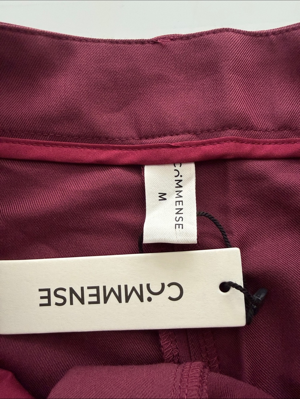 COMMENSE burgundy Wide Leg Pants pleated no belt M NWT - Picture 4 of 7